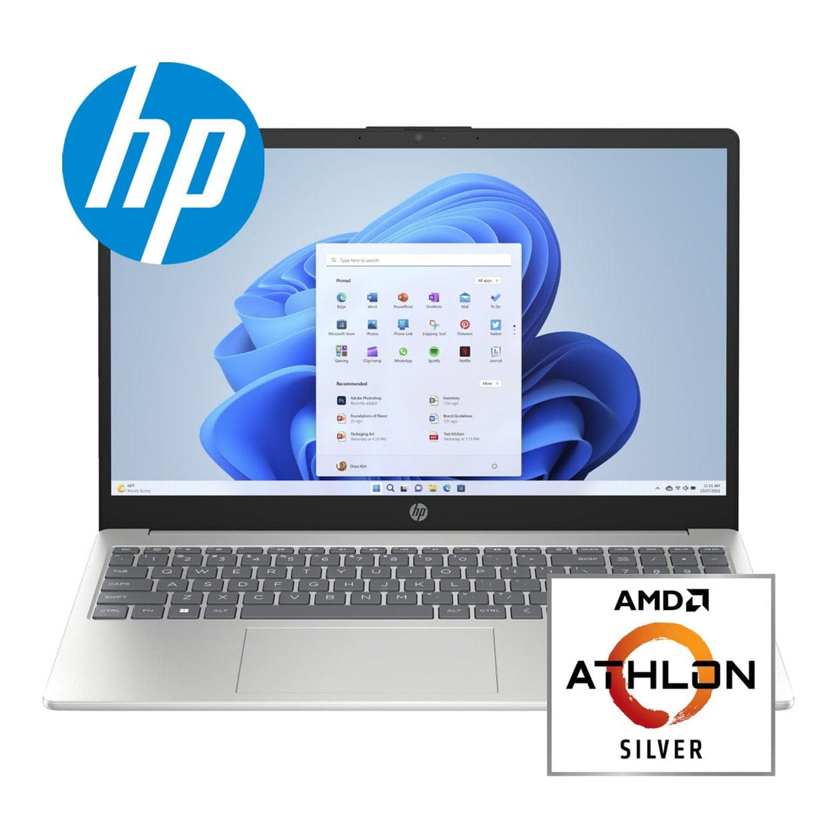 HP 15-fc0005ni 15.6-inch FHD Laptop - AMD Athlon Silver 7120U 256GB SSD 8GB RAM Win 11 Home