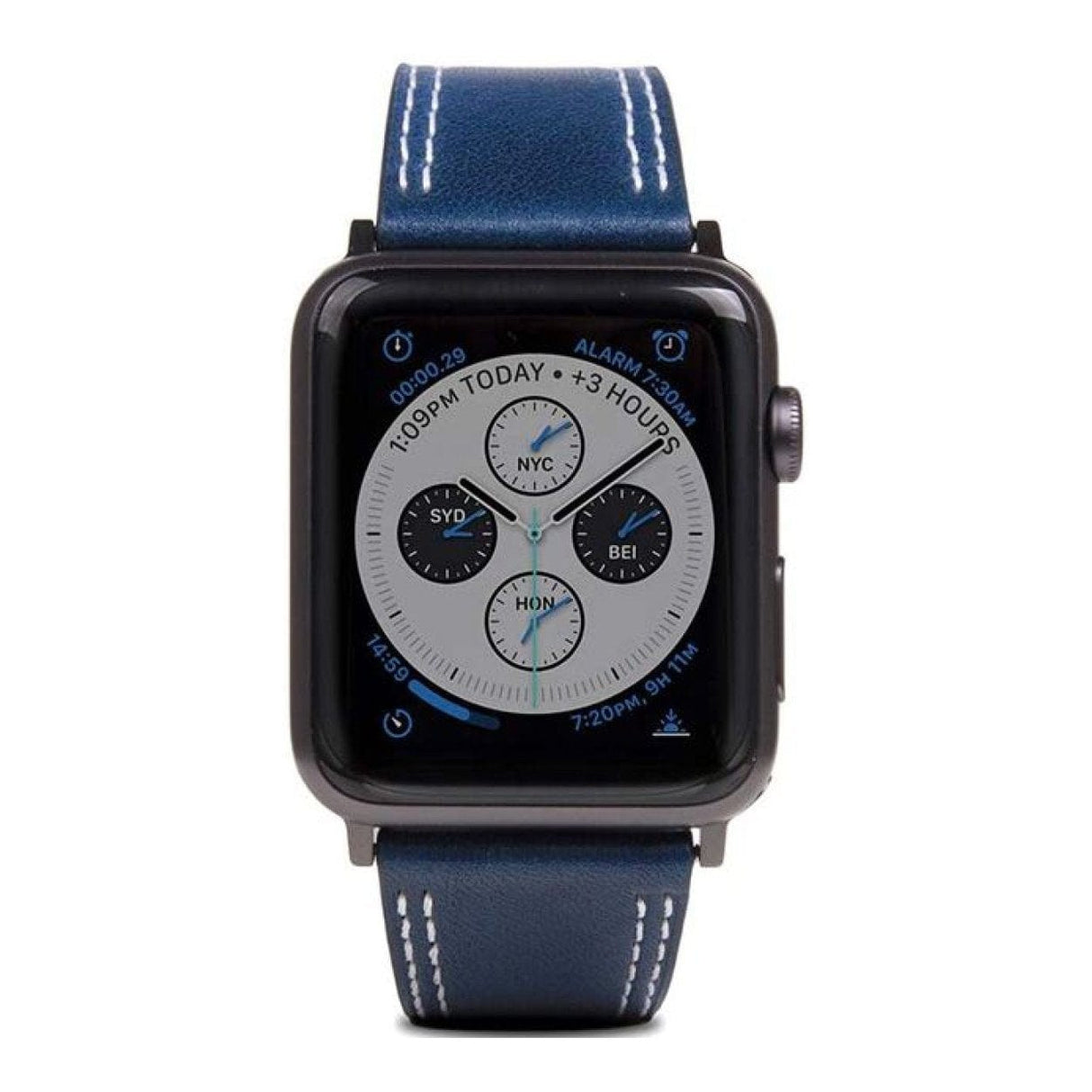 SLG D+ Italian Temponata 44mm Leather Strap for Apple Watch Blue D+TSAW4-BL