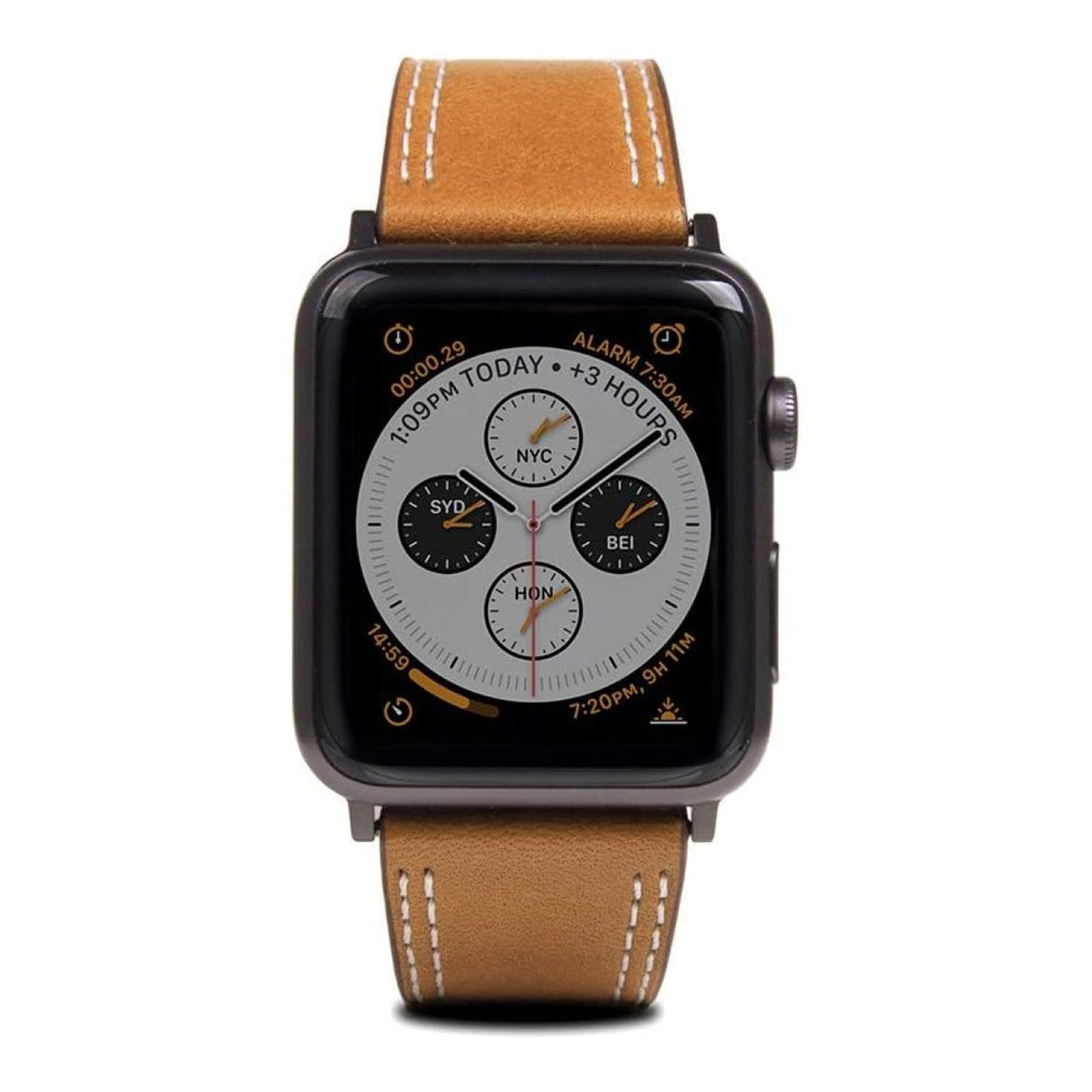 SLG D+ Italian Temponata 44mm Leather Strap for Apple Watch Tan D+TSAW4-TA