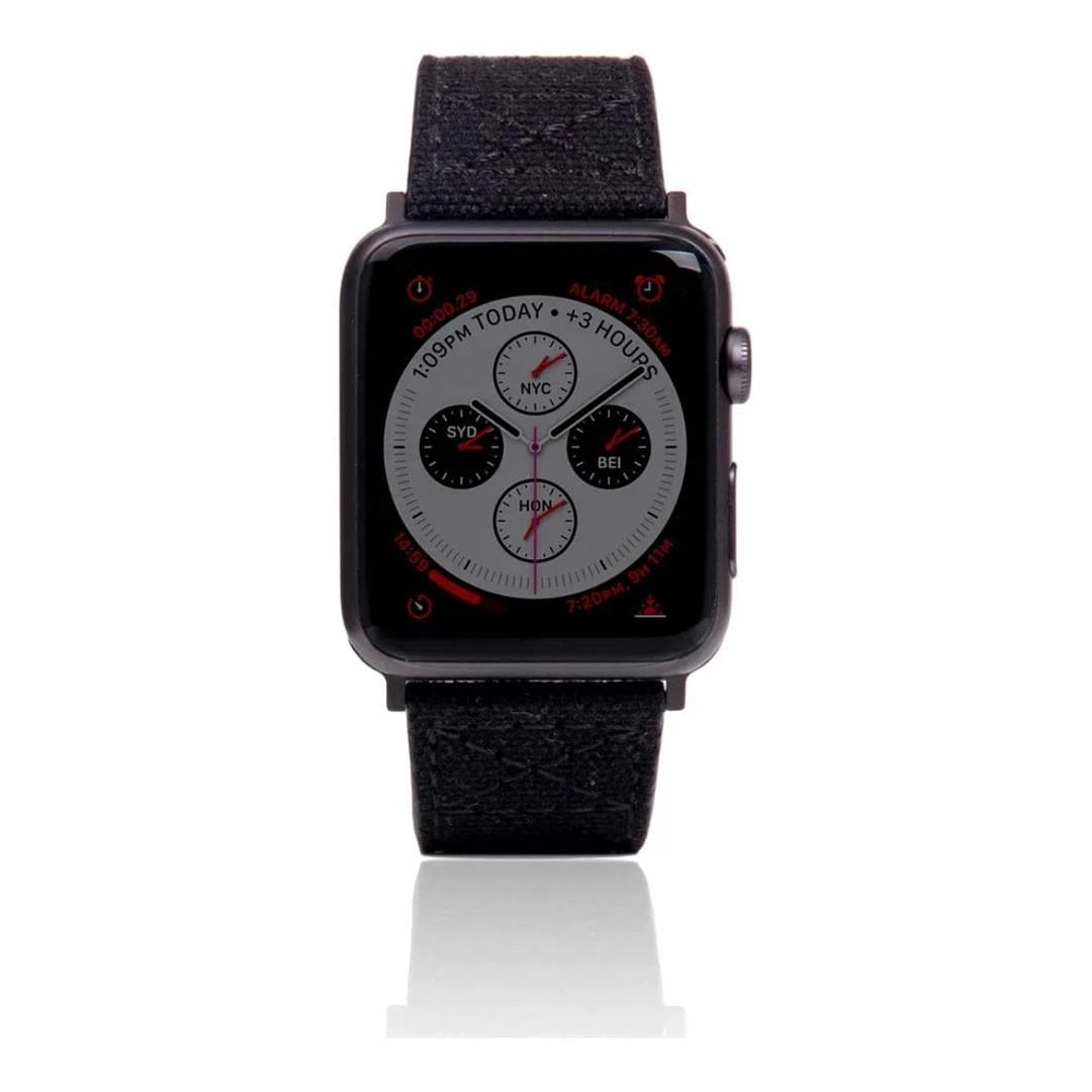 SLG D+ 44mm Wax Canvas Strap for Apple Watch - Black D+WSAW4-BK