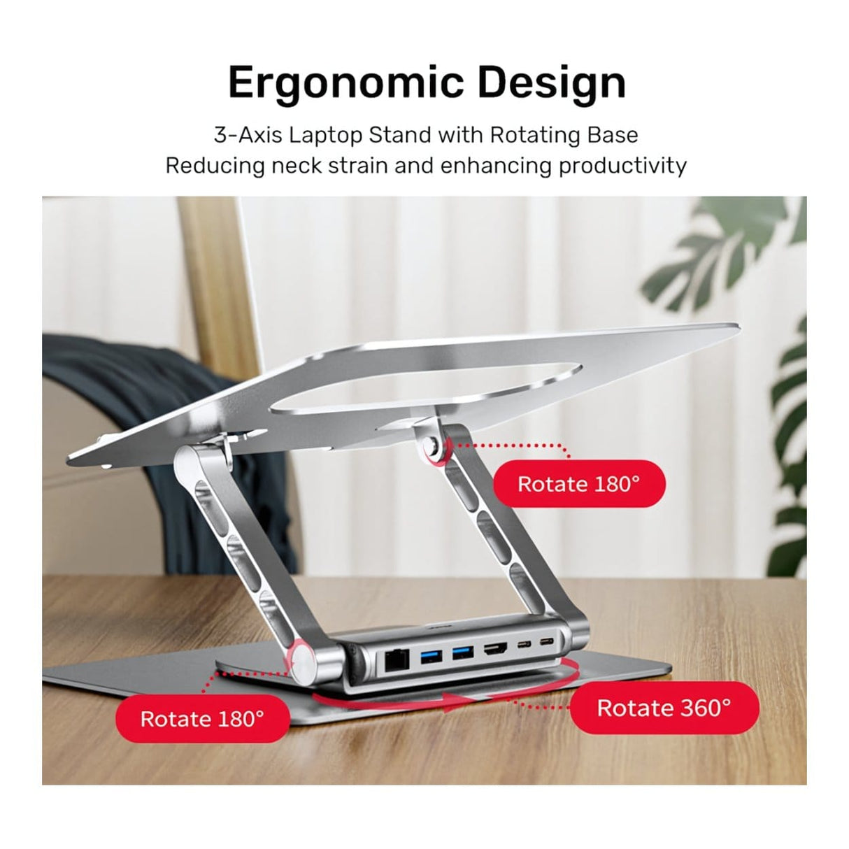 Unitek D1109B01 Notebook Stand with Detachable USB-C Hub