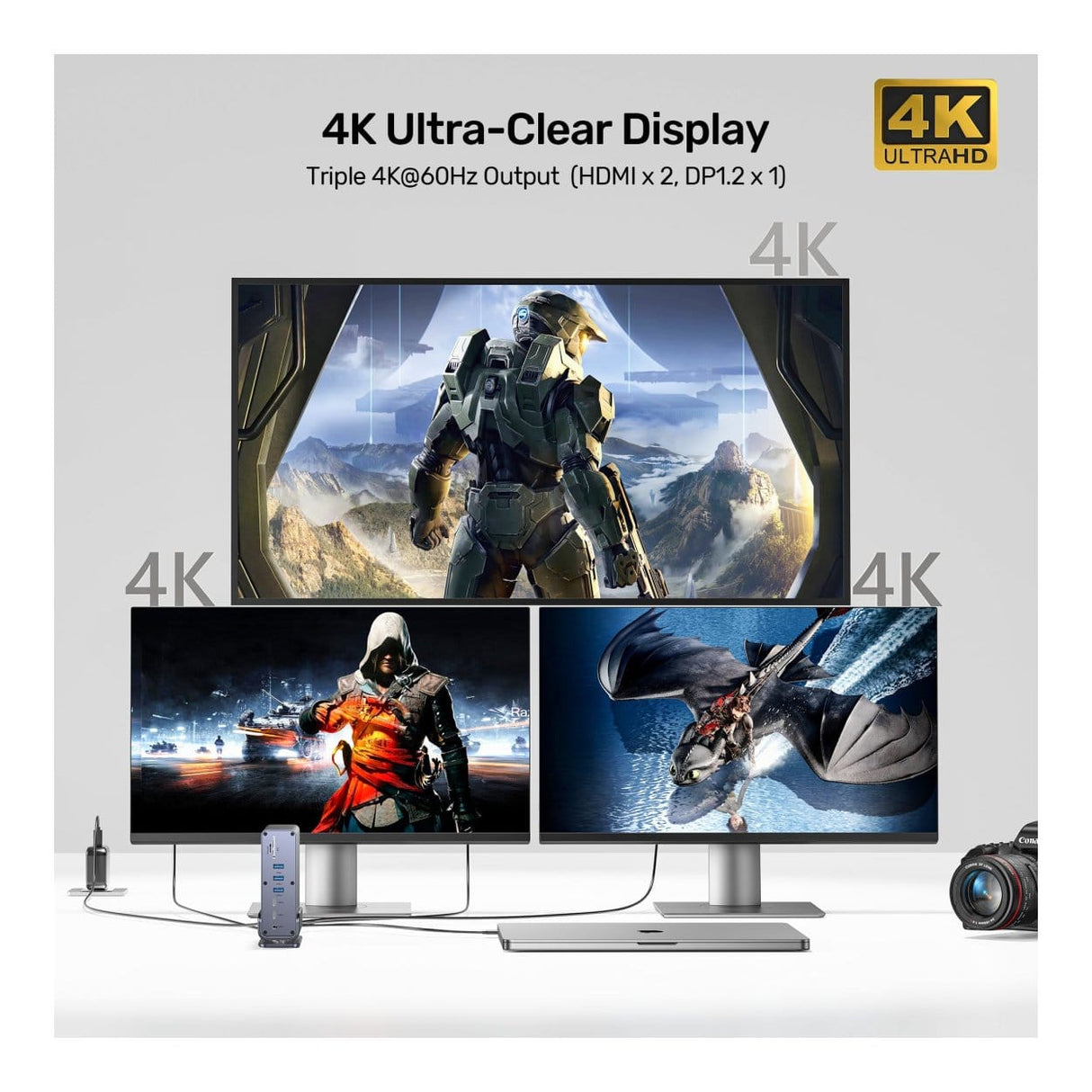 Unitek 15-in-1 4K Universal DisplayLink Docking Station D1135AGY01