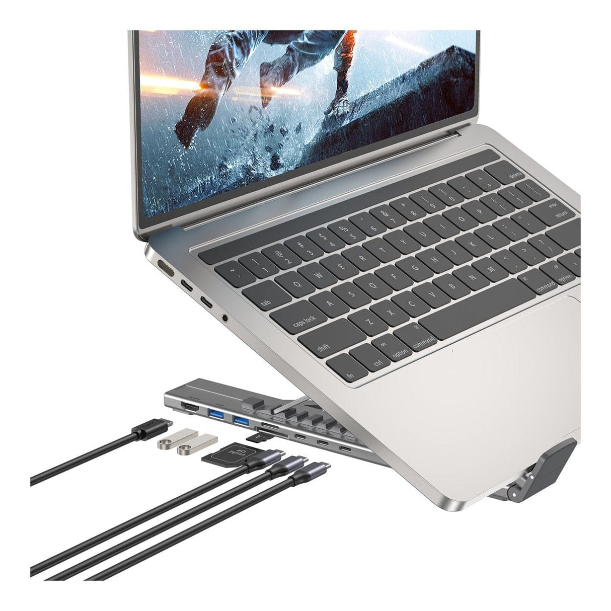 Unitek 7-in-1 USB-C Foldable Notebook Stand with Docking Station D1137AGY01