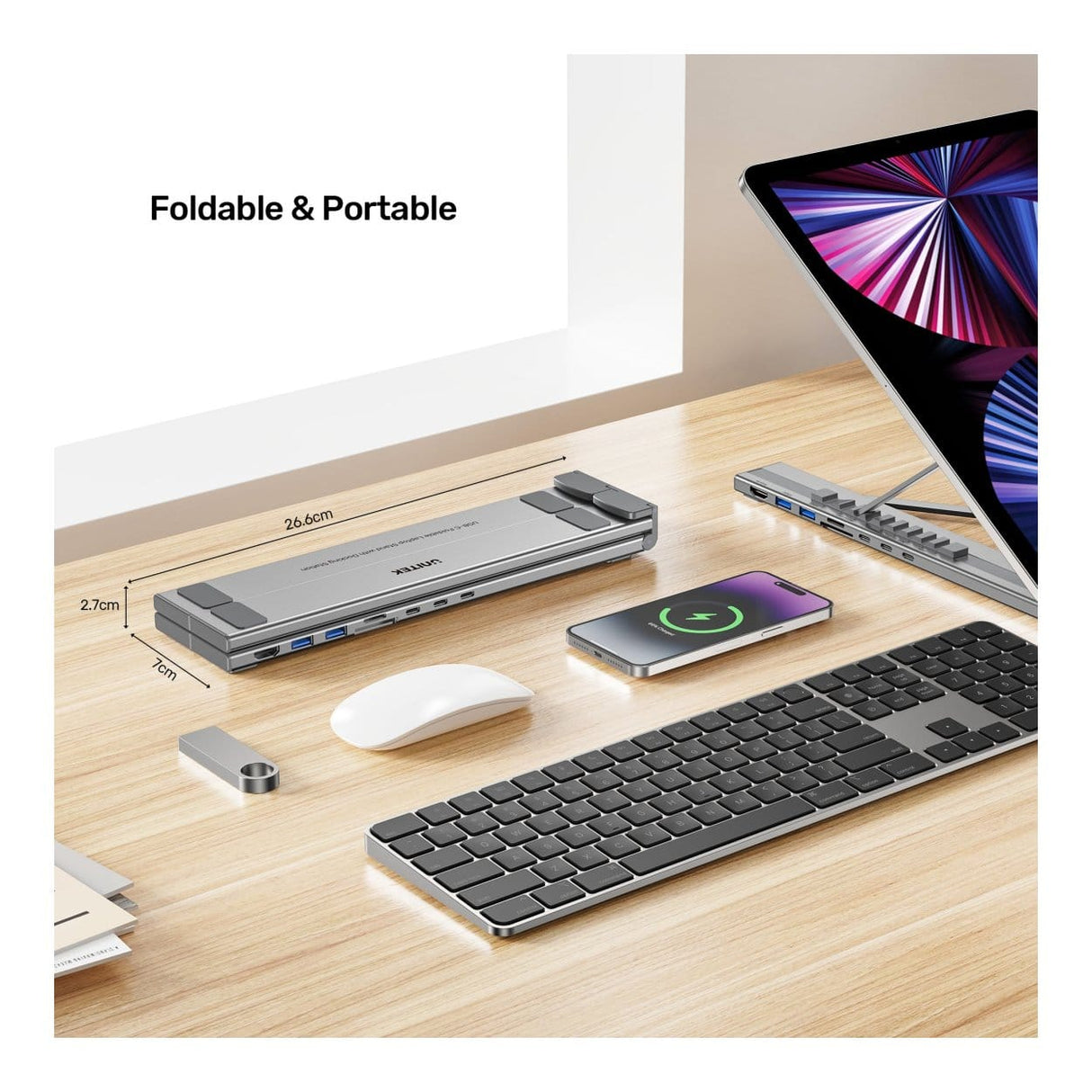 Unitek 7-in-1 USB-C Foldable Notebook Stand with Docking Station D1137AGY01