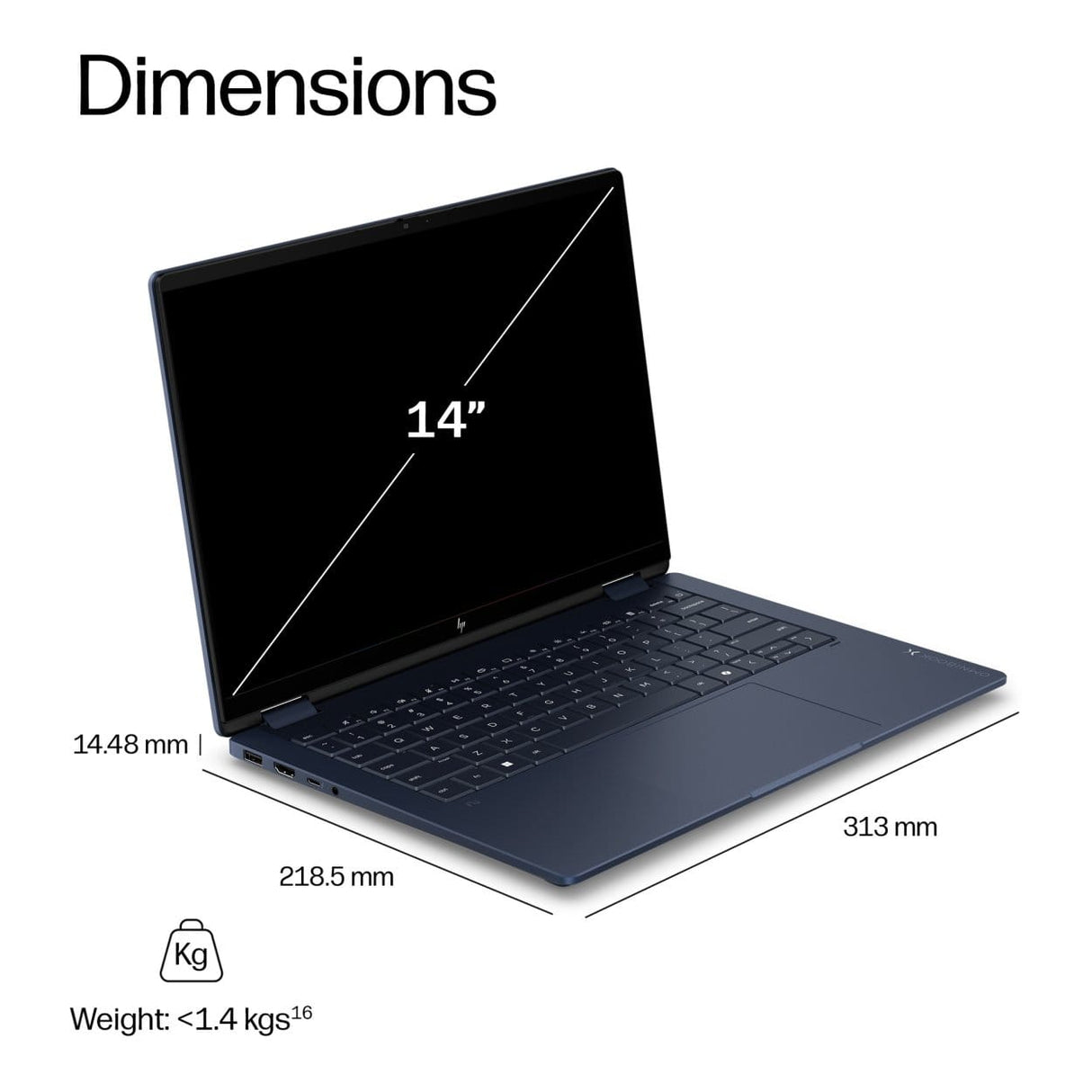 HP OmniBook X Flip 14-kb0003ni 14-inch 2K Next Gen AI 2-in-1 Laptop - Intel Core Ultra 7 355 1TB SSD 16GB RAM Win 11 Home Atmospheric Blue