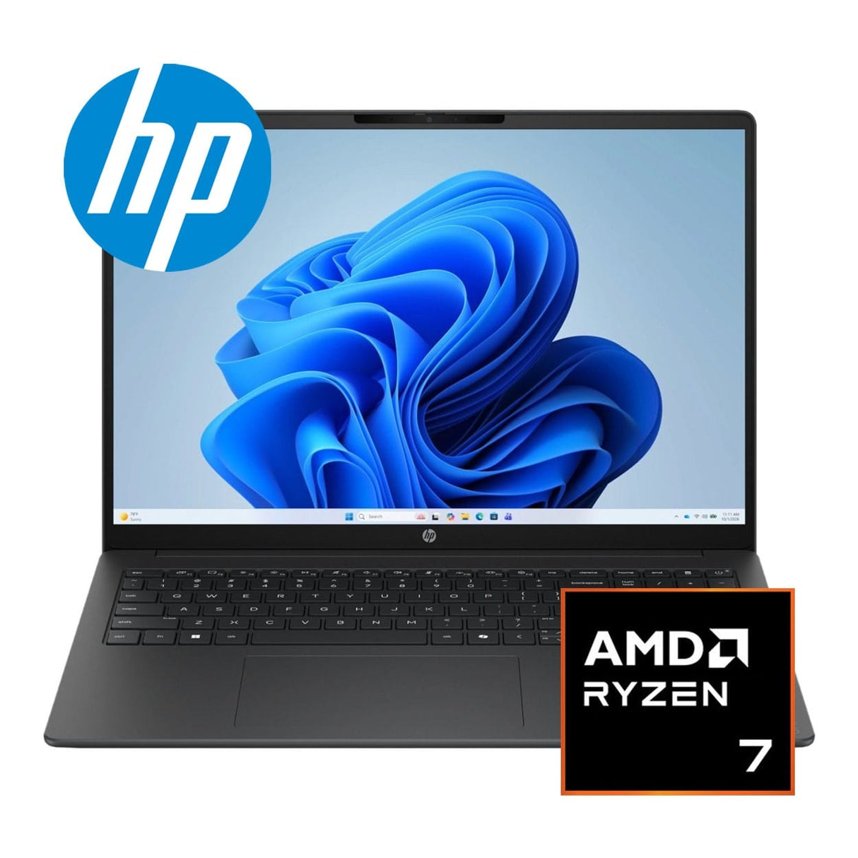HP OmniBook 3 16-bw0009ni 16-inch 2K AI Laptop - AMD Ryzen 7 250 512GB SSD 16GB RAM Win 11 Home Mica Silver