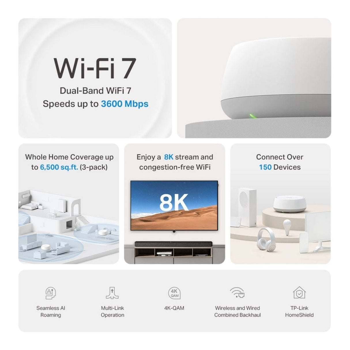 TP-Link Deco BE22 BE3600 Whole Home Mesh Wi-Fi 7 System