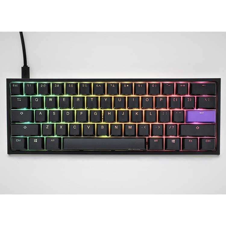 Ducky One 2 Pro Mini 60 Cherry MX Blue Clicky Mechanical Wired Gaming Keyboard - Black DKON2061ST-CUSPDAZT2