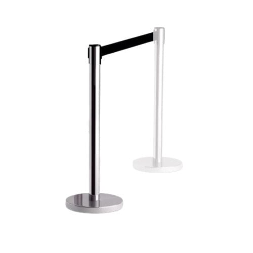 Parrot Retractable Chrome Queue Barrier with Black Belt 910x320mm DP9132