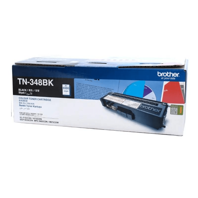 Brother TN-348BK Black Toner Cartridge Original 6,000 Pages DR-348BK Single-pack