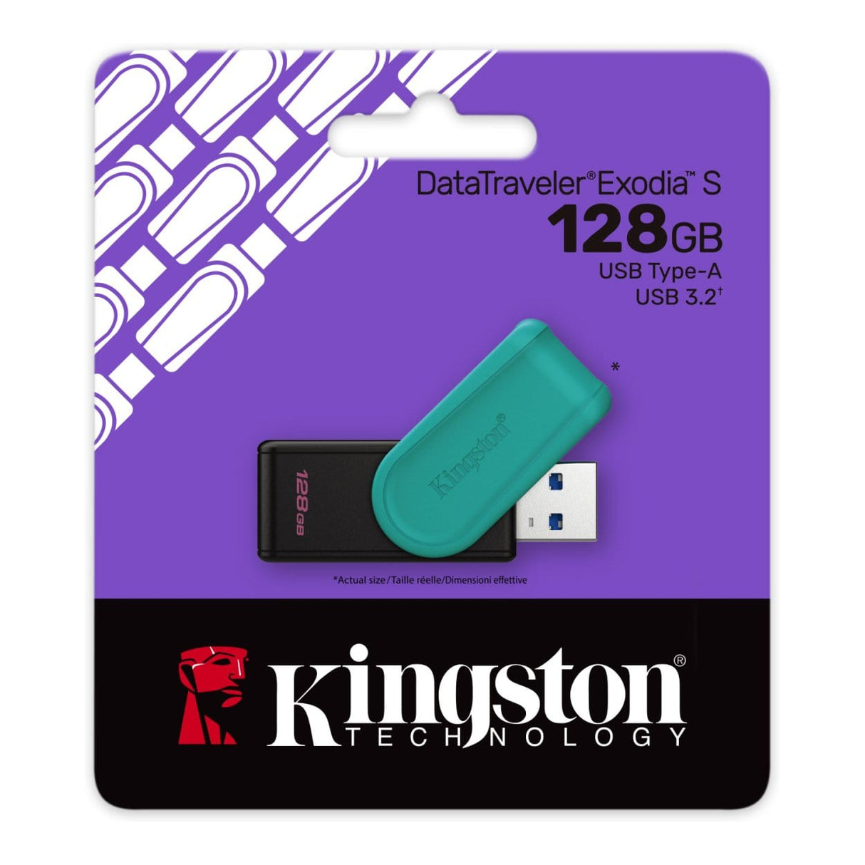 Kingston Technology DataTraveler Exodia S 128GB USB 3.2 Black and Turquoise USB Flash Drive DTXS/128GB