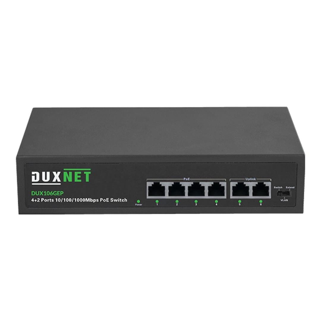 DuxNet 6-port GbE with 4-port PoE+ Unmanaged Switch DUX106GEP