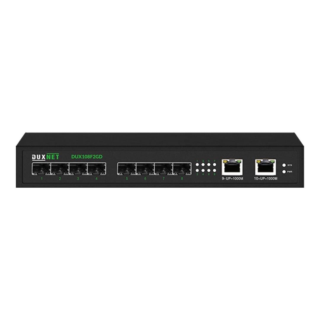 DuxNet DUX108F2GD 10-port 8xSFP Ports Gigabit Desktop Unmanaged Switch