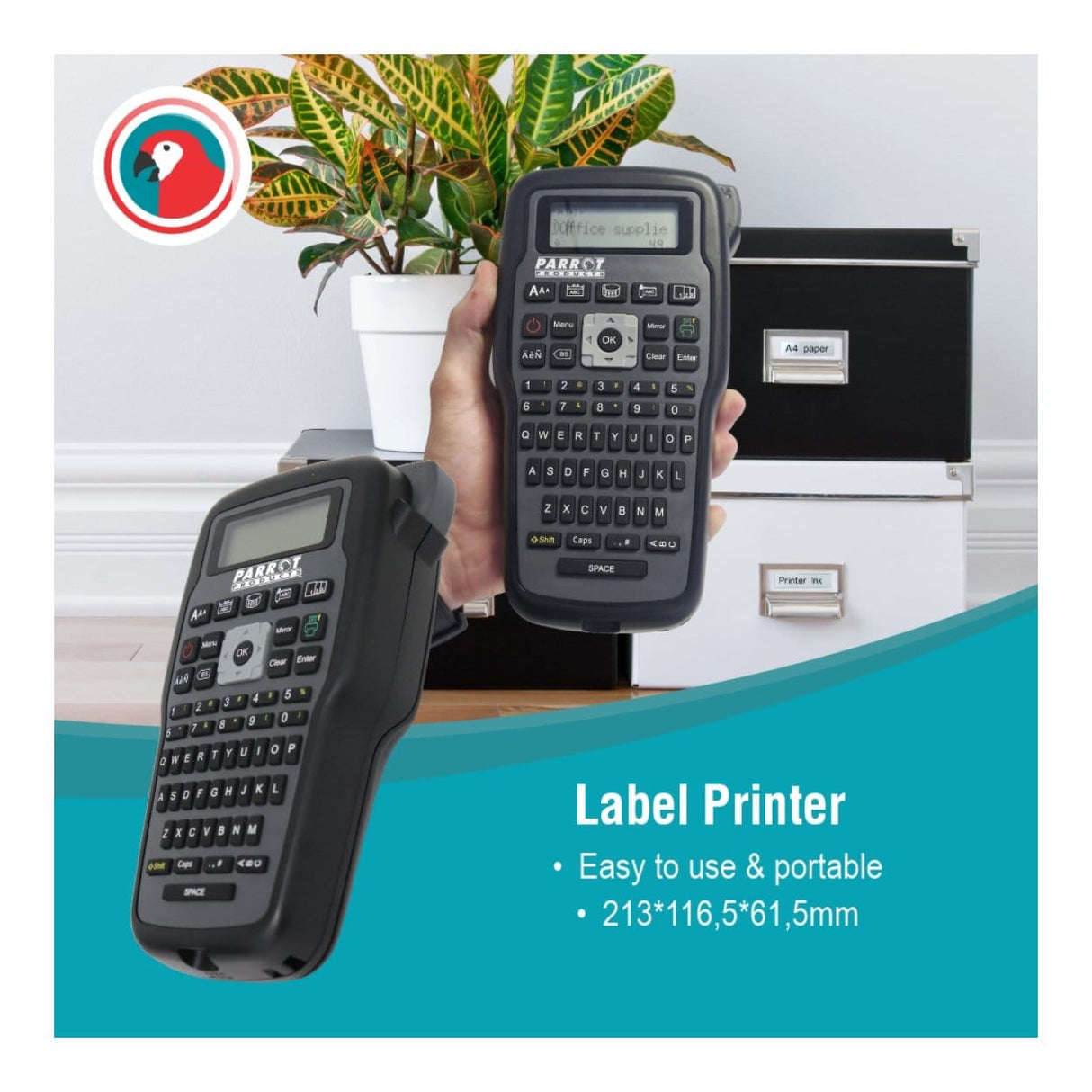 Parrot E1000Pro Portable Label Printer Black