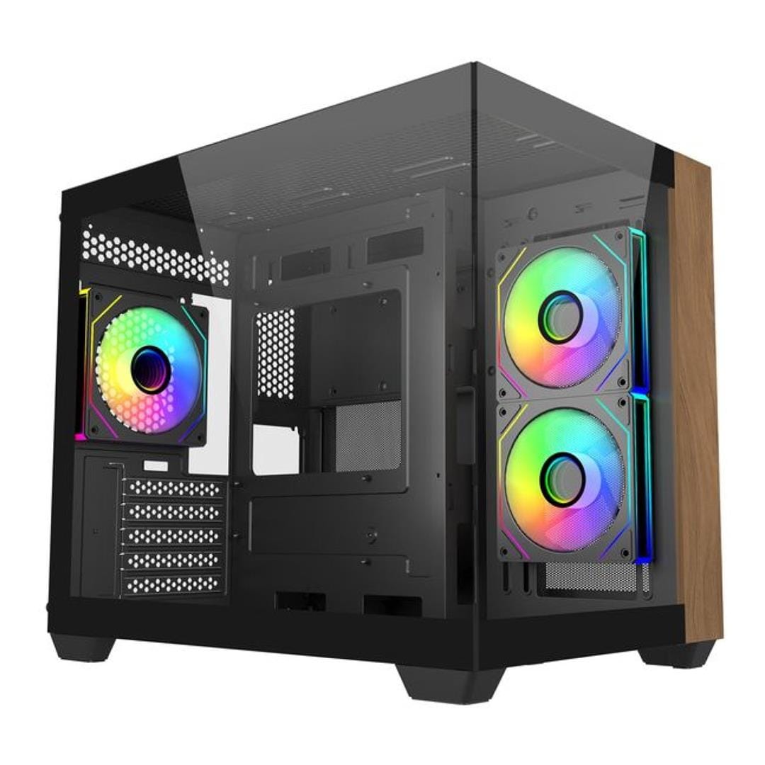 Cooler Master Elite 481 Wood Micro ATX Mini Tower PC Case Black E481-KHNN-S00