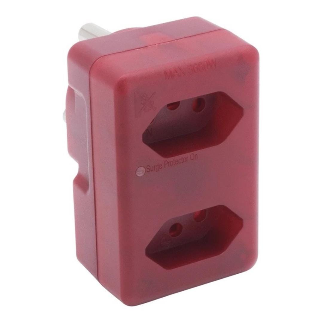 Ellies 2 Way High Surge Adaptor 2x16A Red ELL-8502-RD