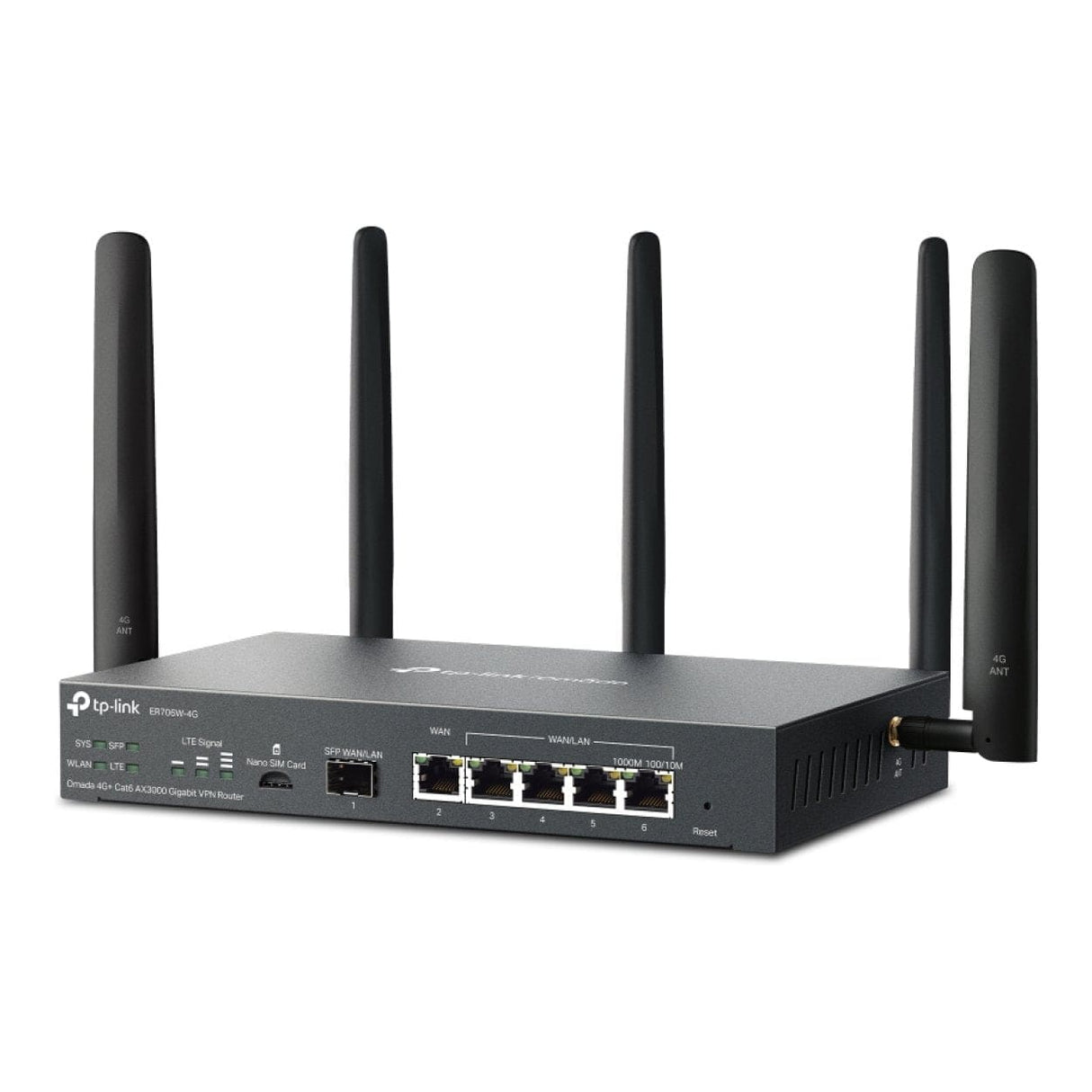 TP-Link Omada 4G+ Cat6 AX3000 VPN Wireless Router - Dual-band 2.4GHz and 5GHz Gigabit Ethernet ER706W-4G