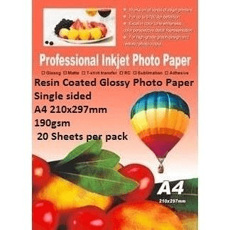 E-Box Resin Coated A4 Glossy Photo Paper Single Sided 20-sheet ERCGS-190GSM-20