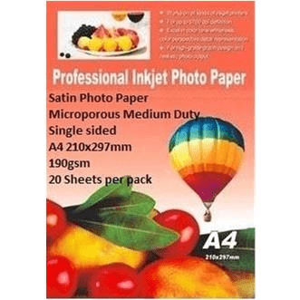 E-Box A4 Medium Duty Satin Photo Paper Single Sided 20-sheet ESMPS-190GSM-20