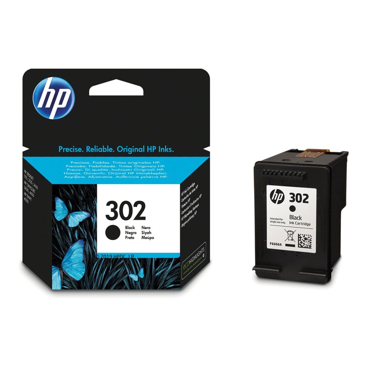 HP 302 Black Printer Ink Cartridges Original F6U66AE Single-pack