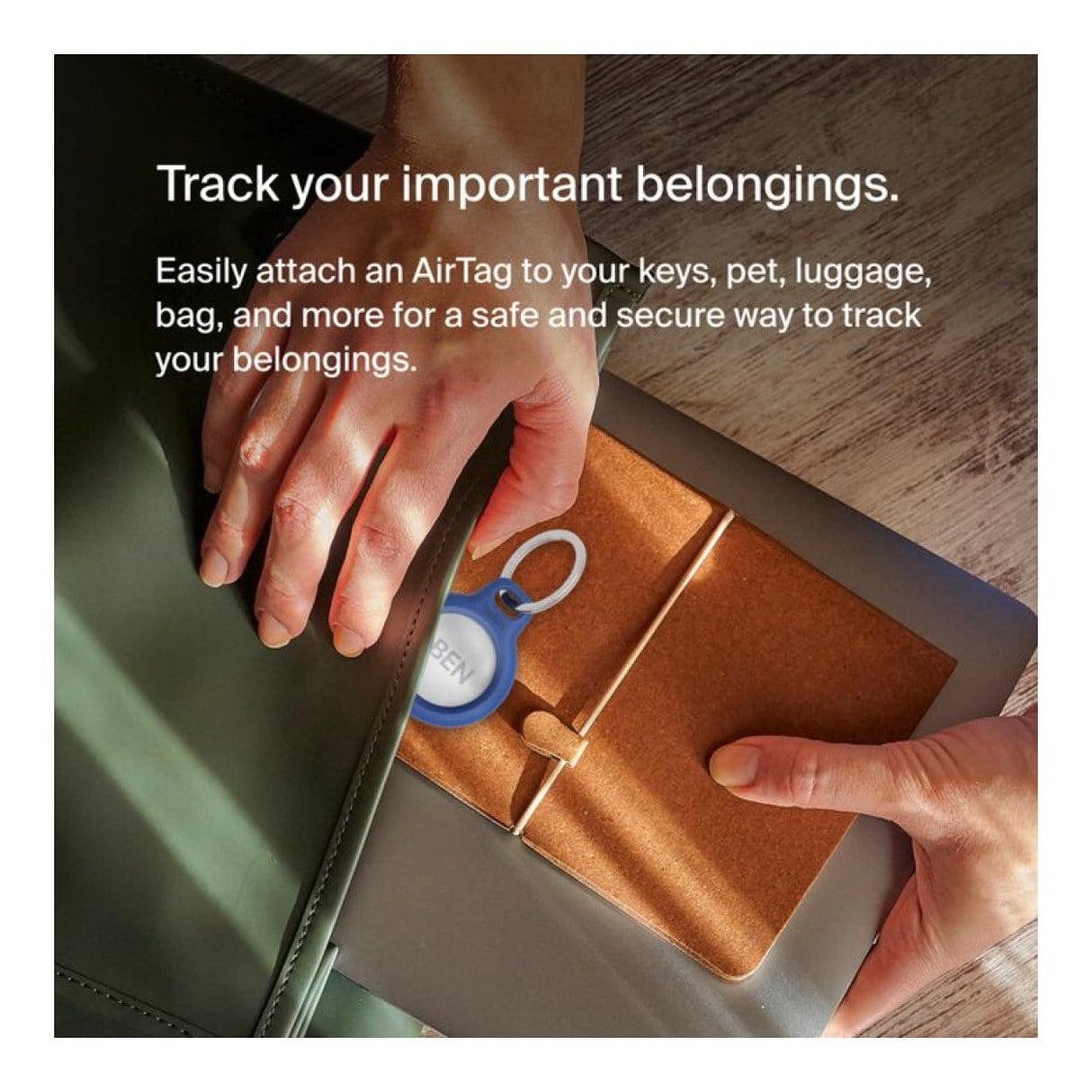 Belkin Secure Holder with Key Ring for AirTag Blue F8W973BTBLU