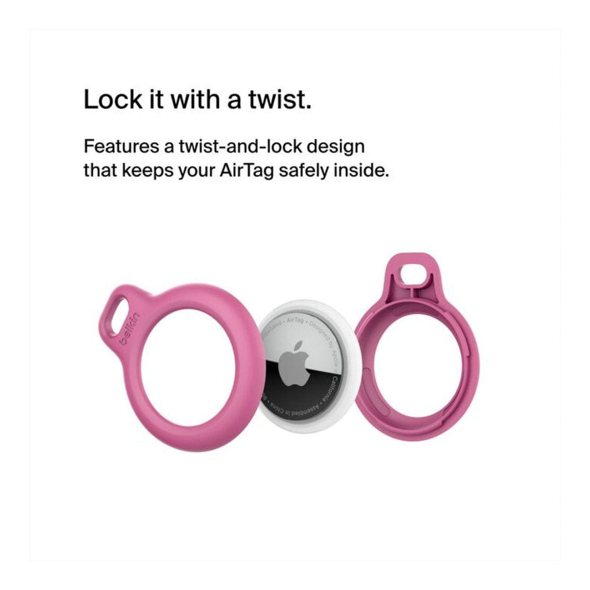 Belkin Secure Holder with Key Ring for AirTag Pink F8W973BTPNK