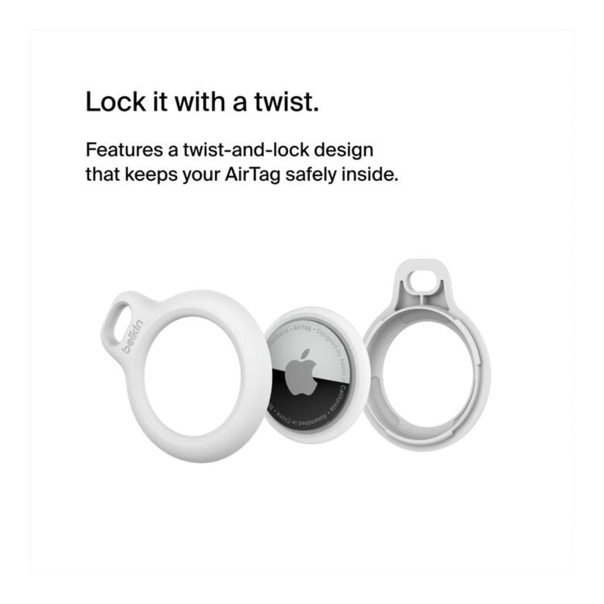 Belkin Secure Holder with Key Ring for AirTag White F8W973BTWHT