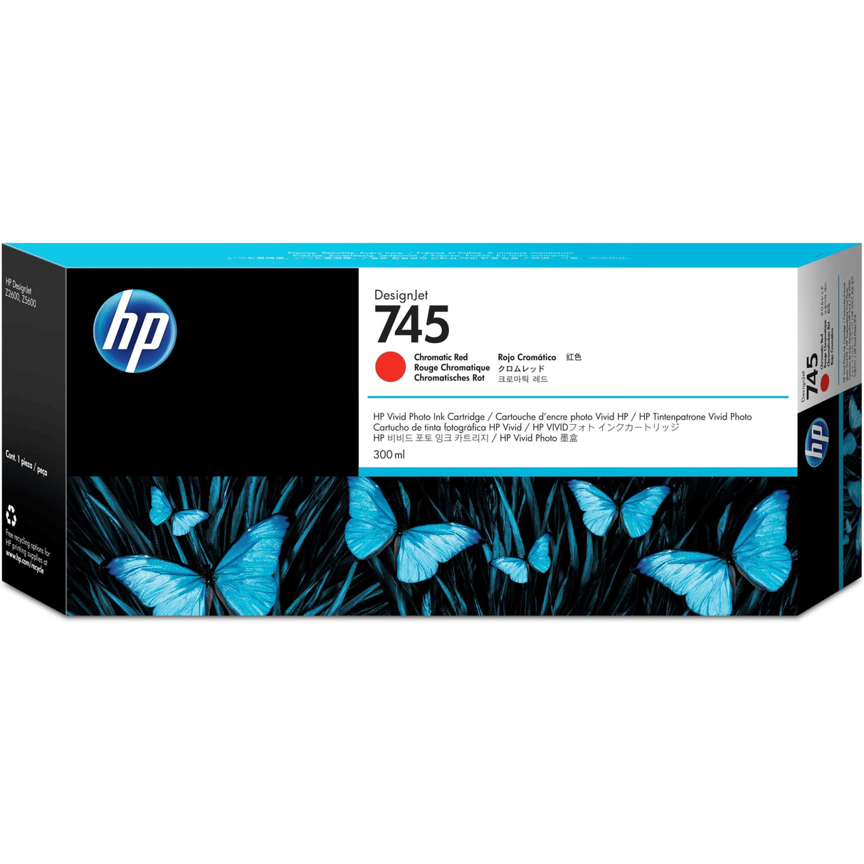 HP DesignJet 745 300-ml Chromatic Red Ink Cartridge Original F9K00A Single-pack