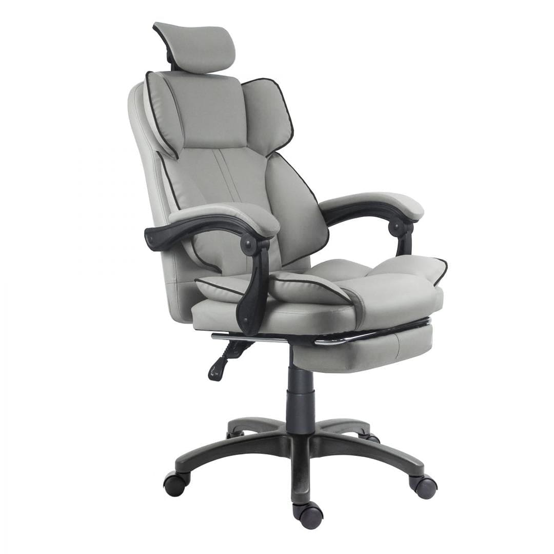 Everfurn Emperor High-Back Chair with Extendable Leg Rest Grey FD-OC-HB-58