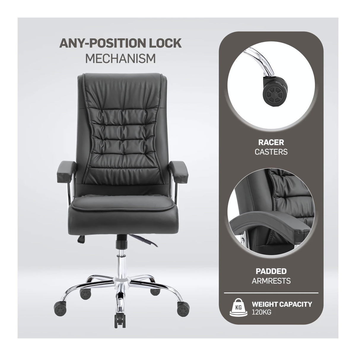 Everfurn Louis High Back Office Chair Coffee FD-OC-HB-83-BRWN