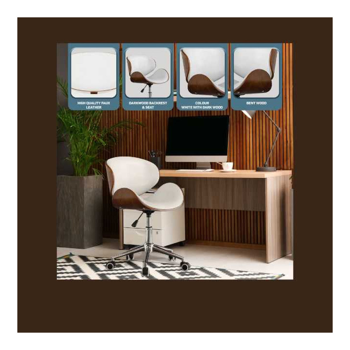 Everfurn Amos Mid Back Office Chair White FD-OC-MB-58.2