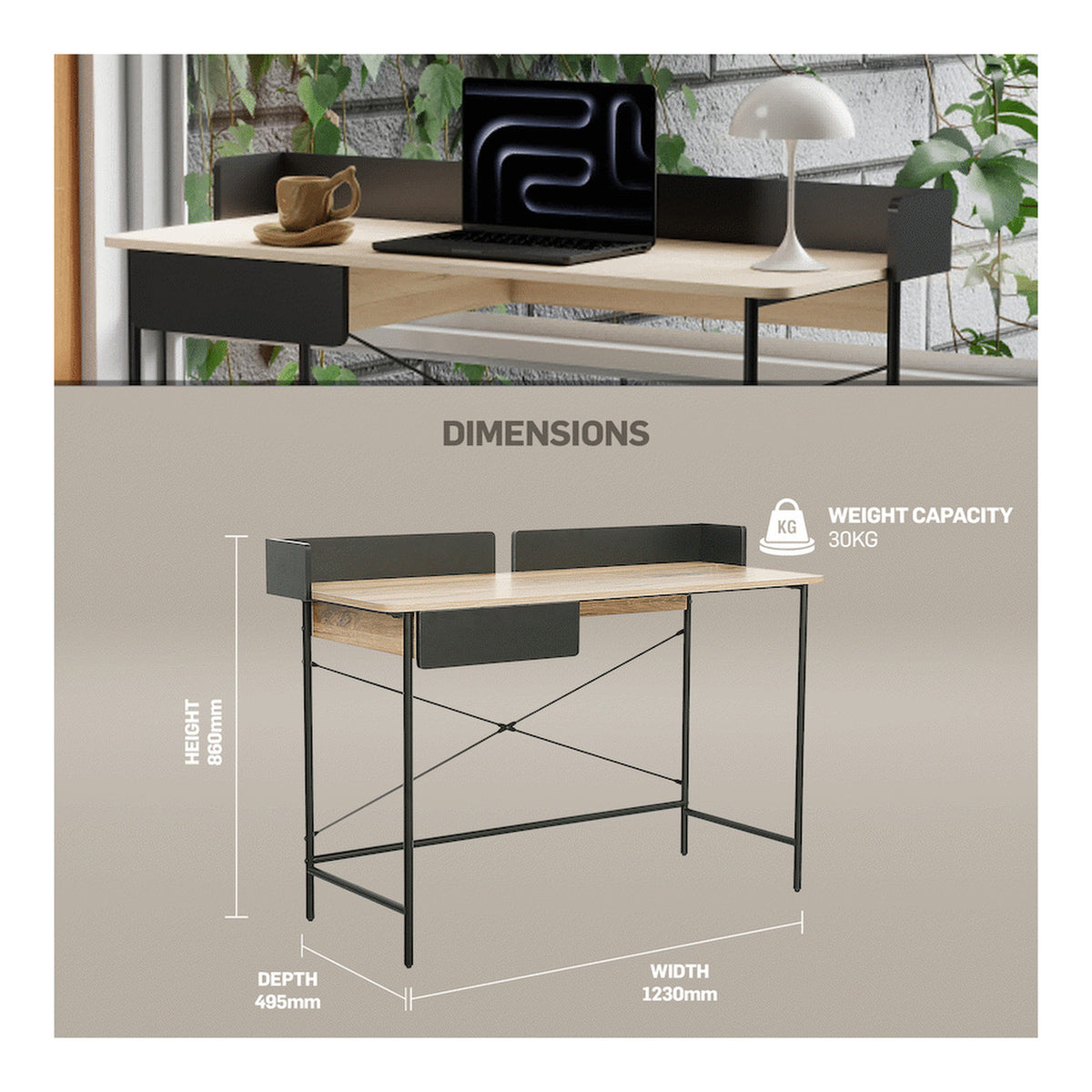 Everfurn Rico Office Desk FD-OD-15-BLNT