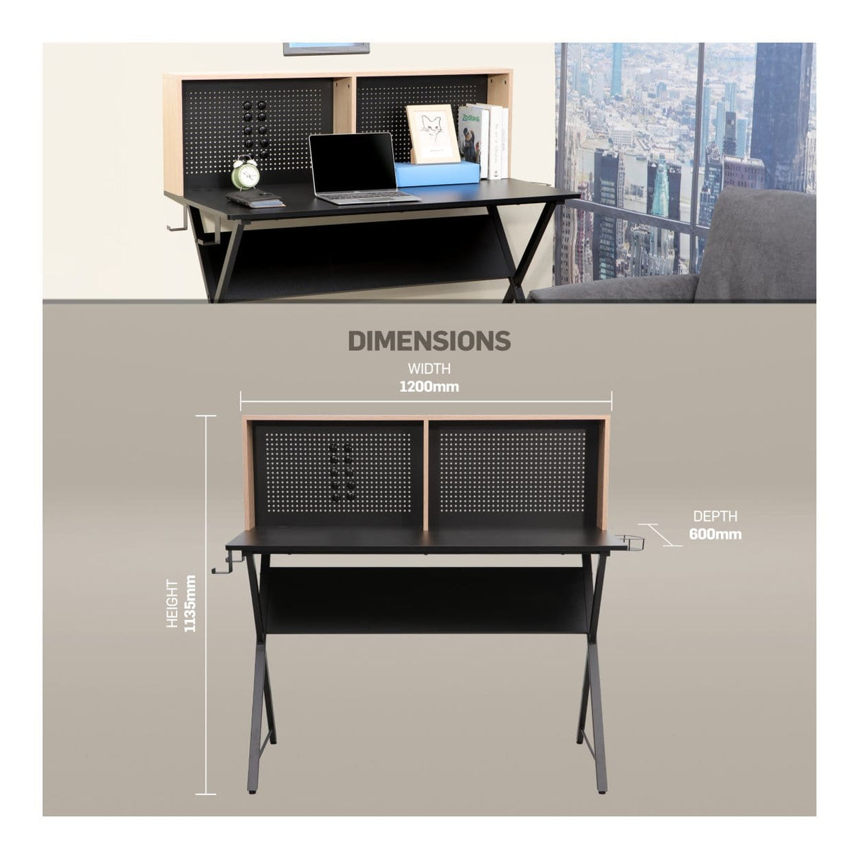 Everfurn Corin Office Desk Black FD-OD-23