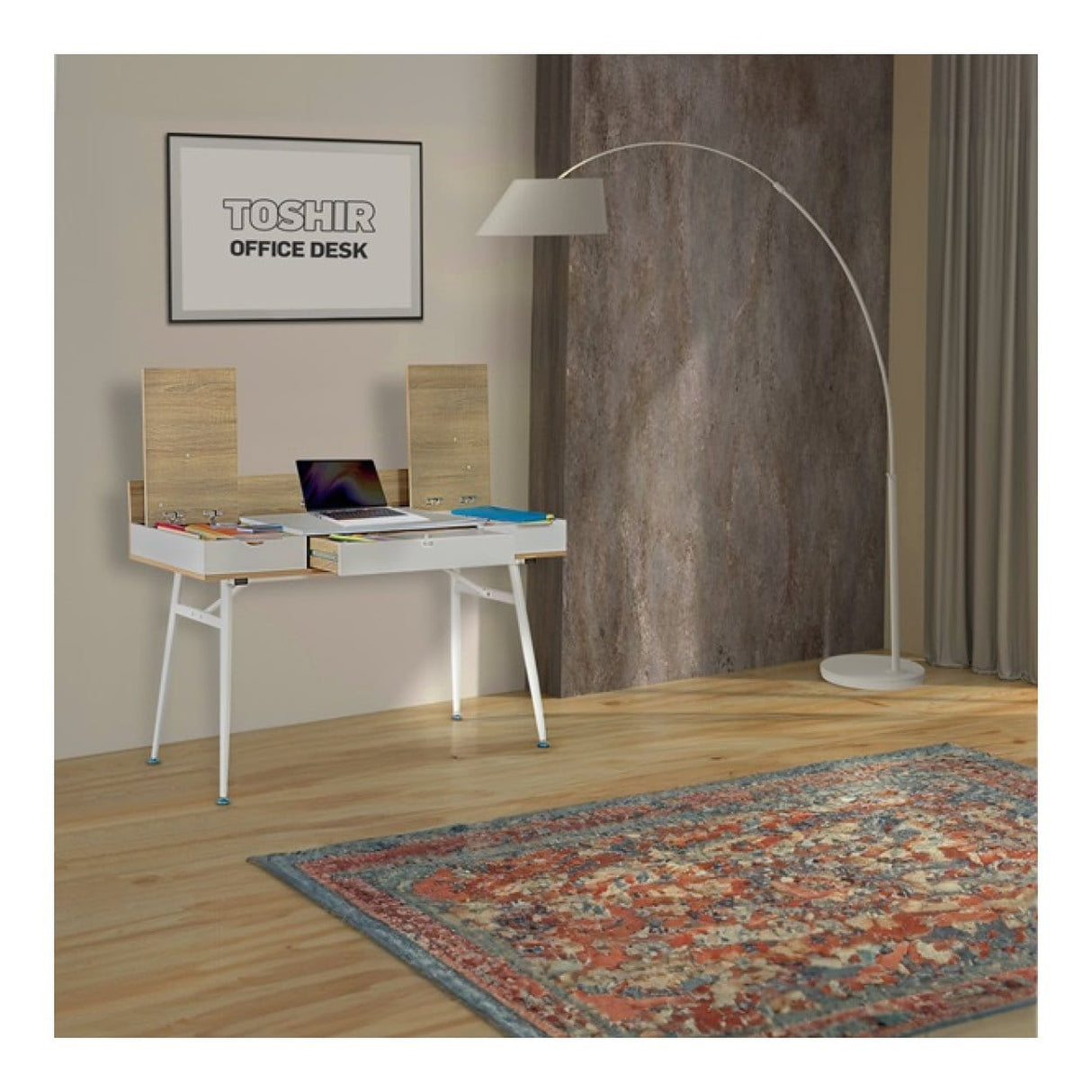 Everfurn Toshir Desk Oak Dark Finish FD-OD-72