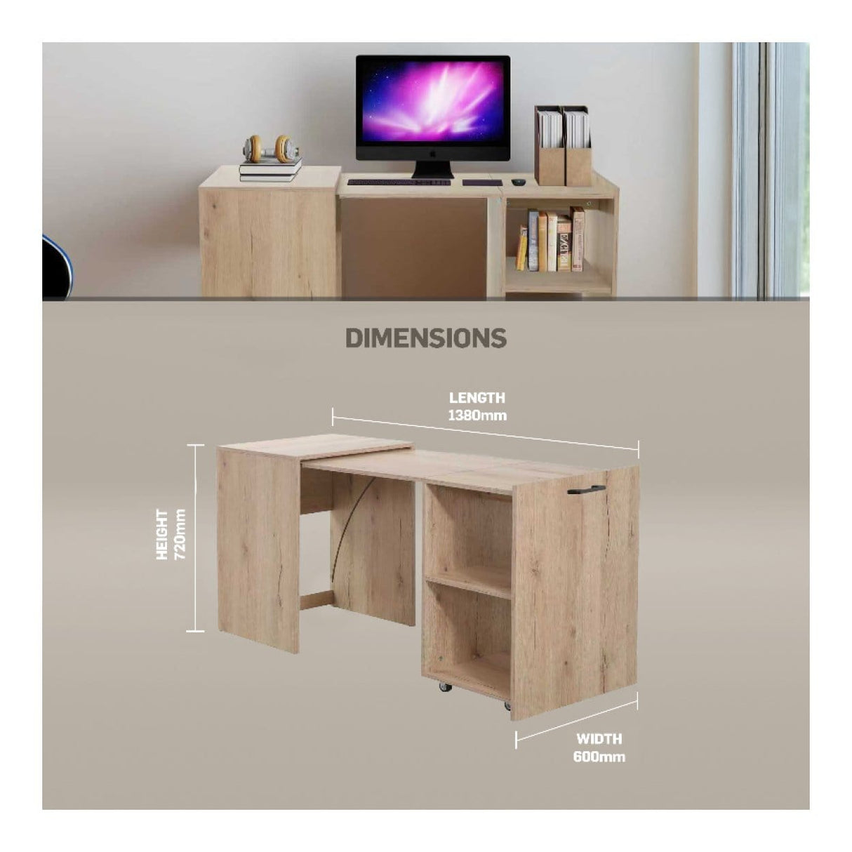 Everfurn Adaptive Desk Brown FD-OD-74-BRWN