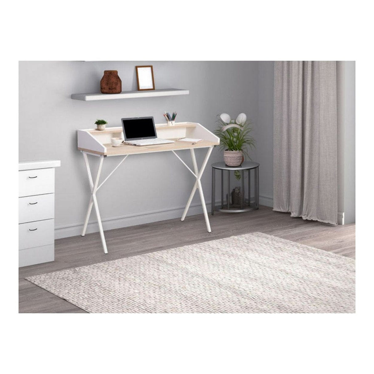Everfurn Atlantis Home and Office Desk Oak and White FD-OD-94