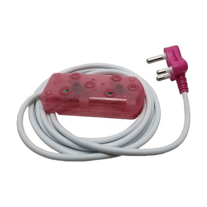 Ellies 2-way Light Duty Coloured Extension Cord Pink 3m FEE2X/3PK