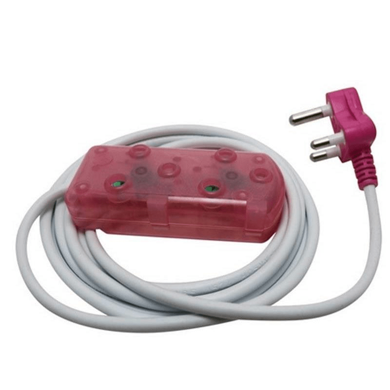 Ellies 2-way Light Duty Coloured Extension Cord 5m Pink FEE2X/5PK