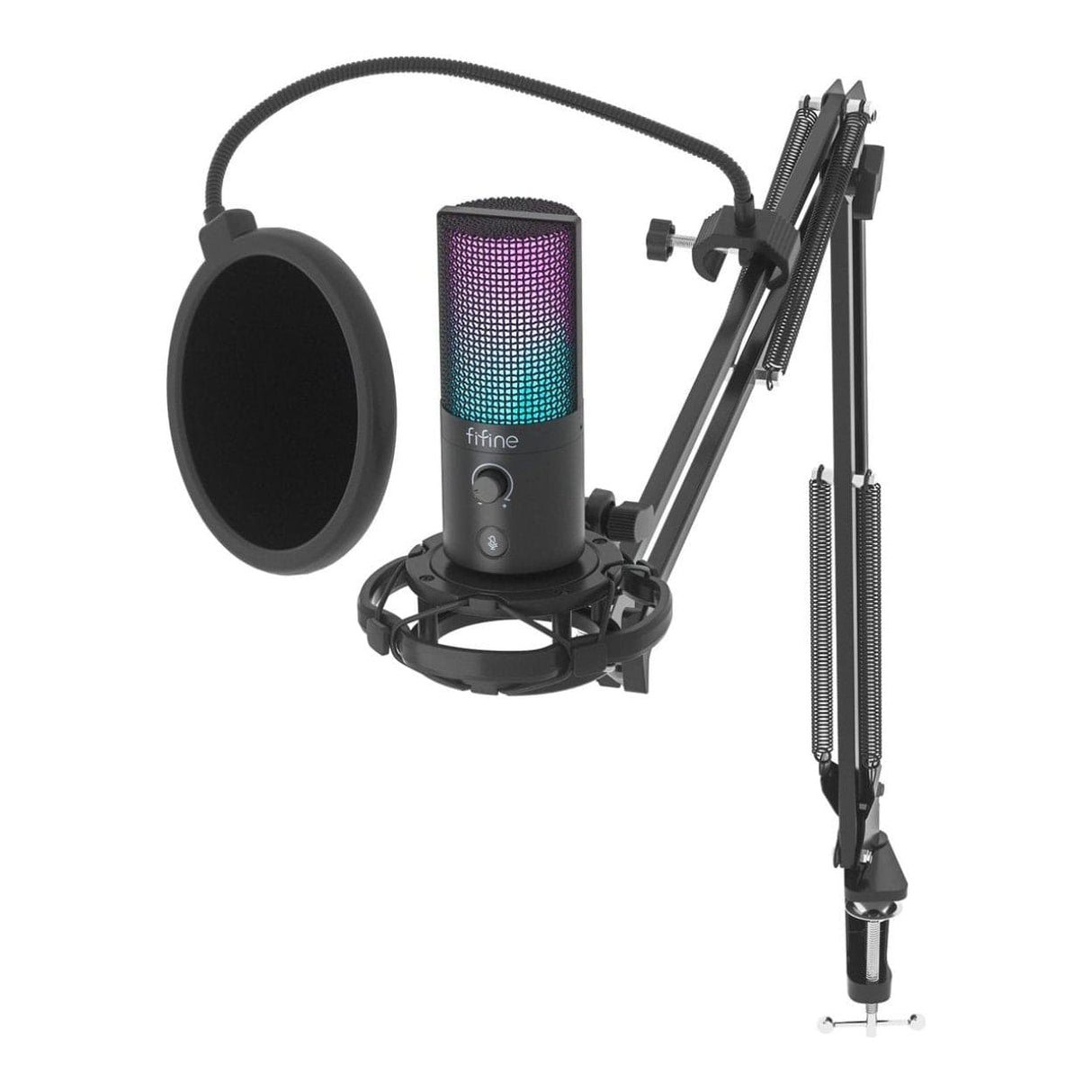 Fifine T669 Pro3 RGB Microphone with Pop Filter and Boom Arm Stand FF-T669-PRO3