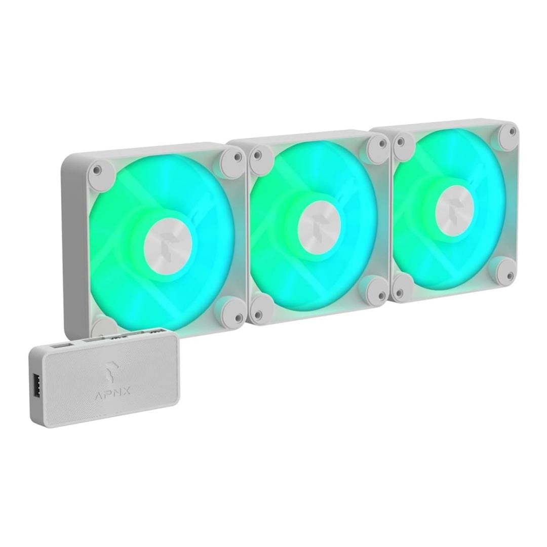 APNX FP1 120mm PWM ARGB Fan 3-pack White FP1-120 PWM ARGB-W