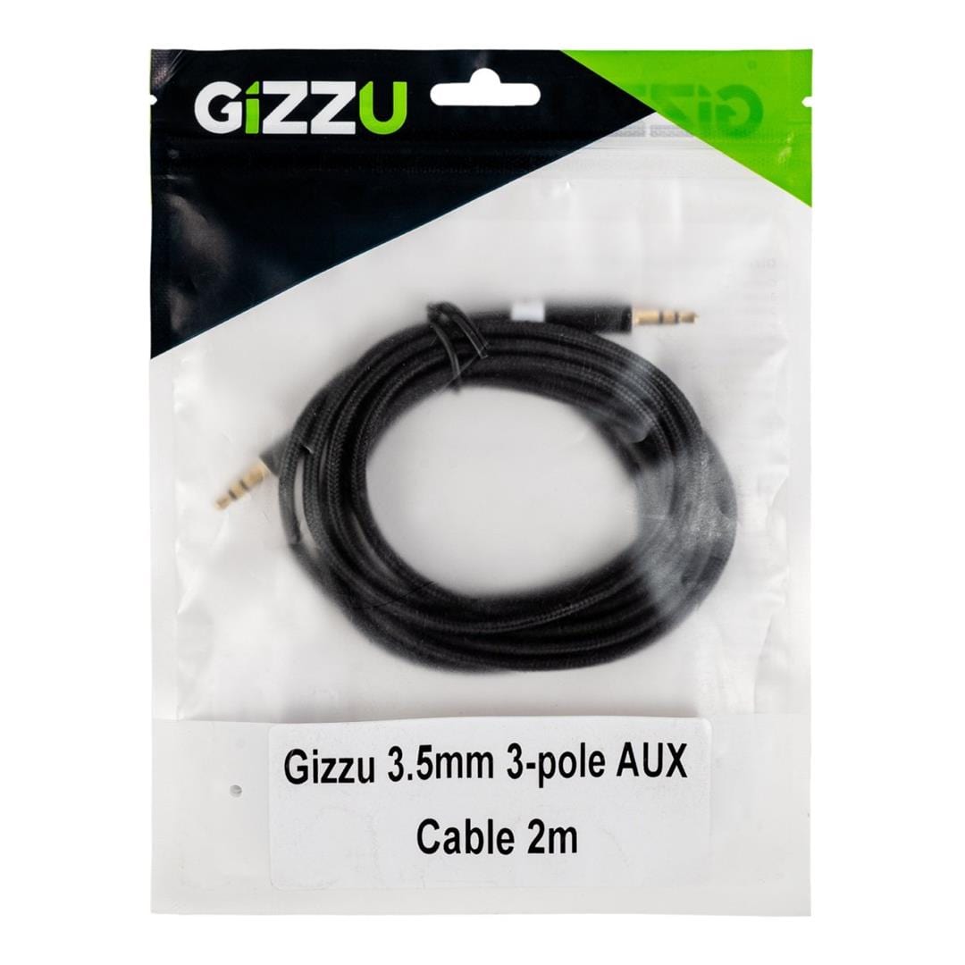 Gizzu 3.5mm Aux Male to Male Cable 2m Black GCP35MM3