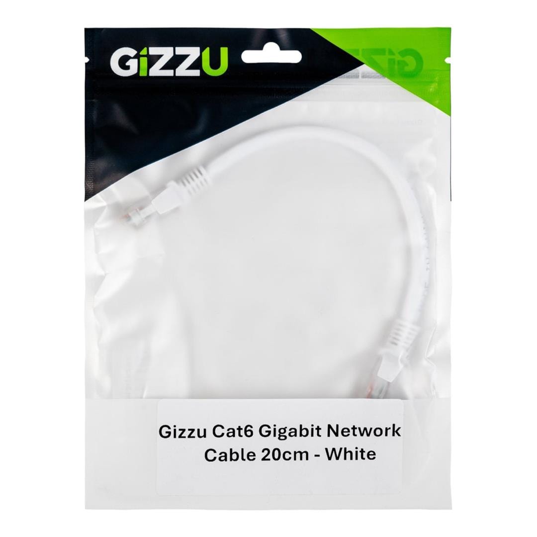Gizzu CAT6 UTP Fly Lead RJ45 Ethernet Network Cable 20cm White GCPCAT6002-WH