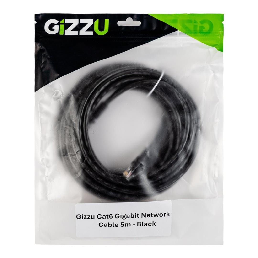 Gizzu CAT6 UTP Fly Lead RJ45 Ethernet Network Cable 5m Black GCPCAT6050-BK