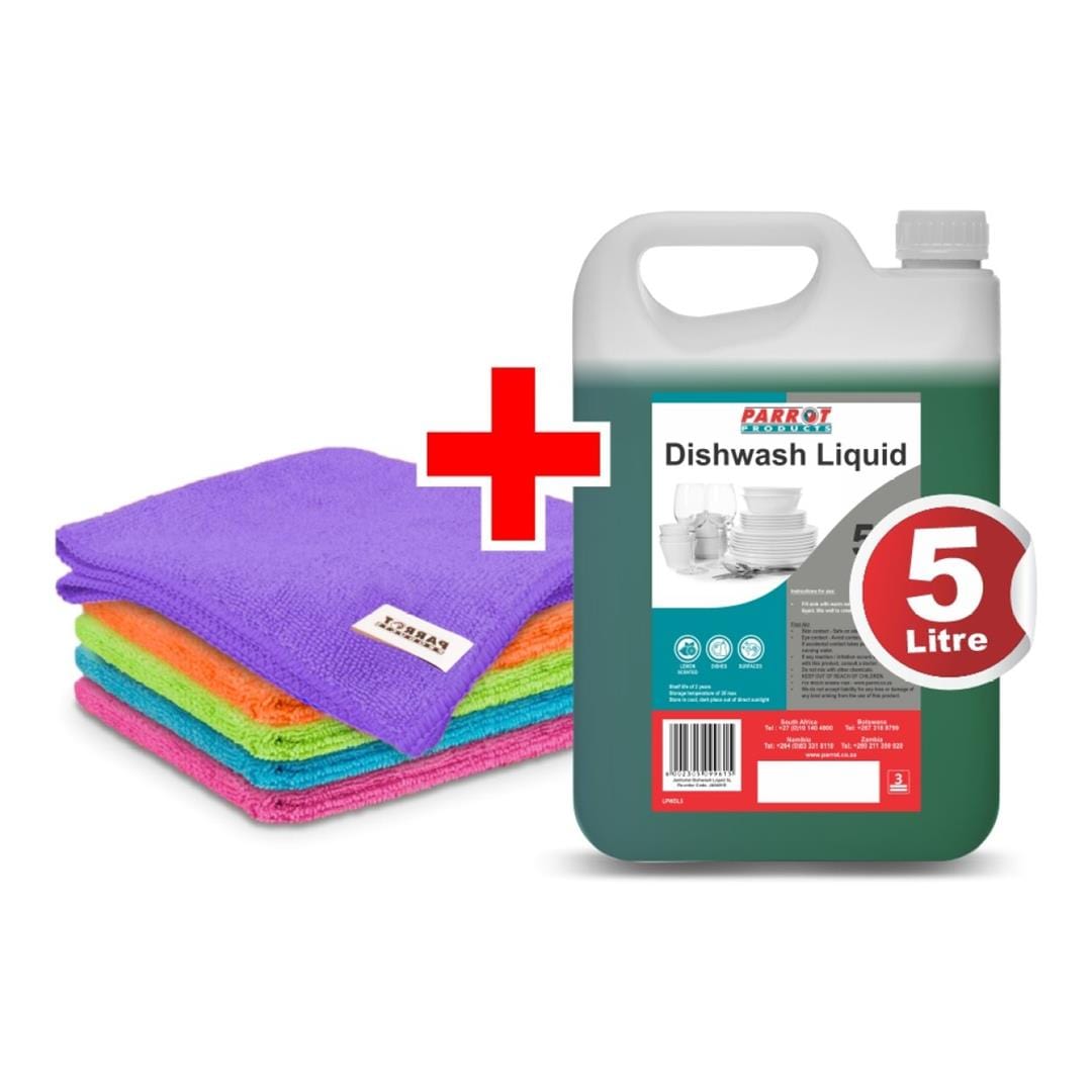 Parrot 5L Dishwash and Microfibre Cloth Set GR0595DLM