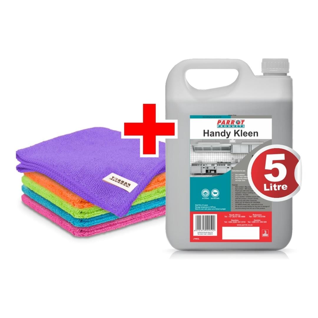 Parrot 5L Handy Kleen and Microfibre Cloths Set GR0595HKM