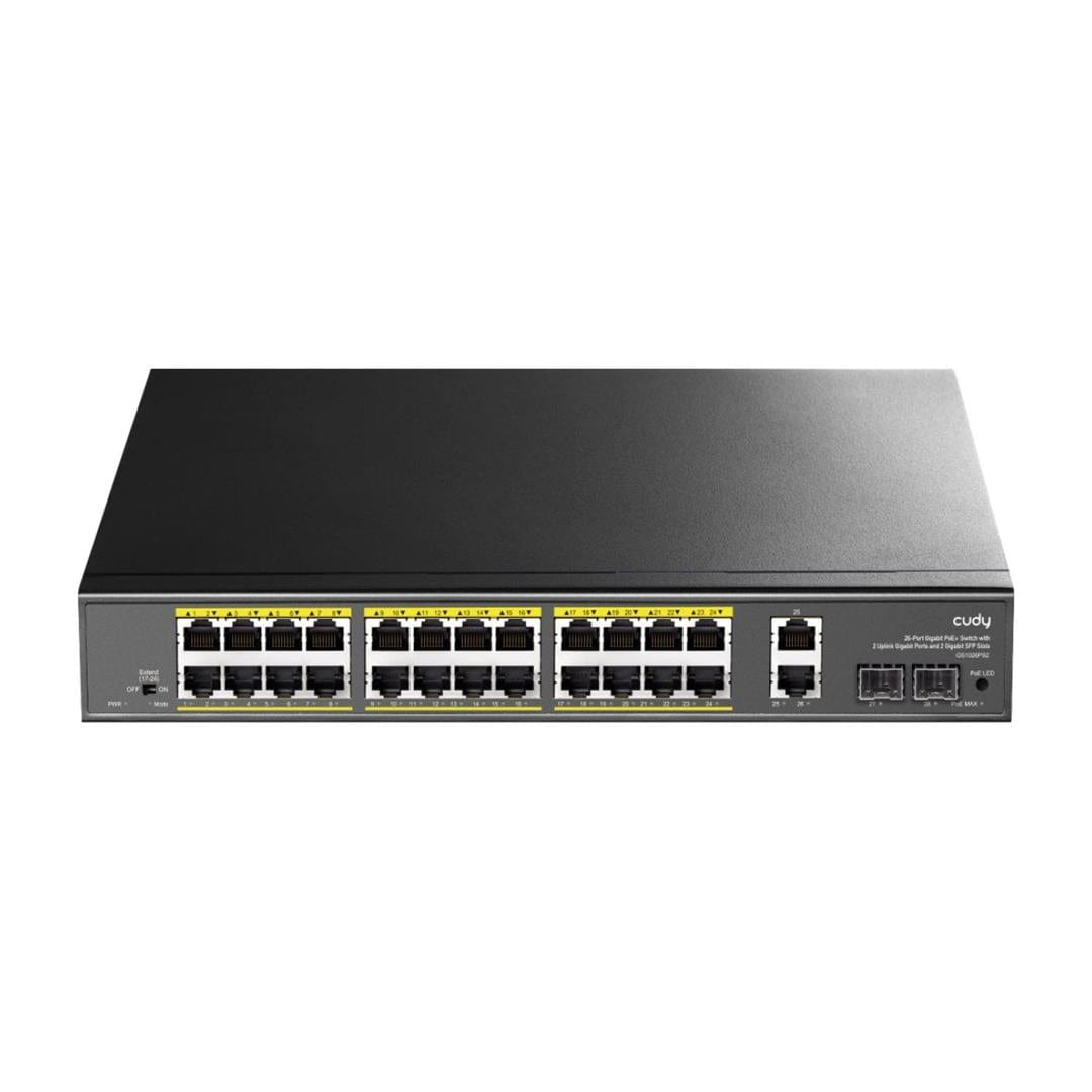 Cudy 24-port GbE PoE Unmanaged Switch with 2x GbE and 2x SFP Uplink Ports GS1026PS2