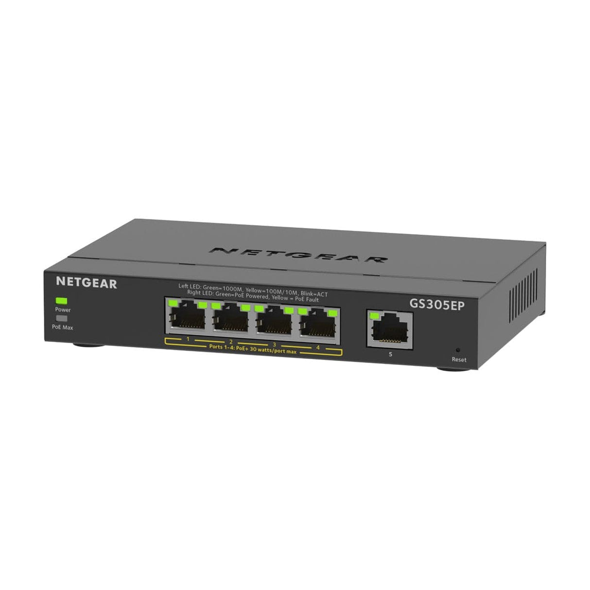 Netgear GS305EP 5-port Managed Switch L2/L3 Gigabit Ethernet PoE Black GS305EP-100PES
