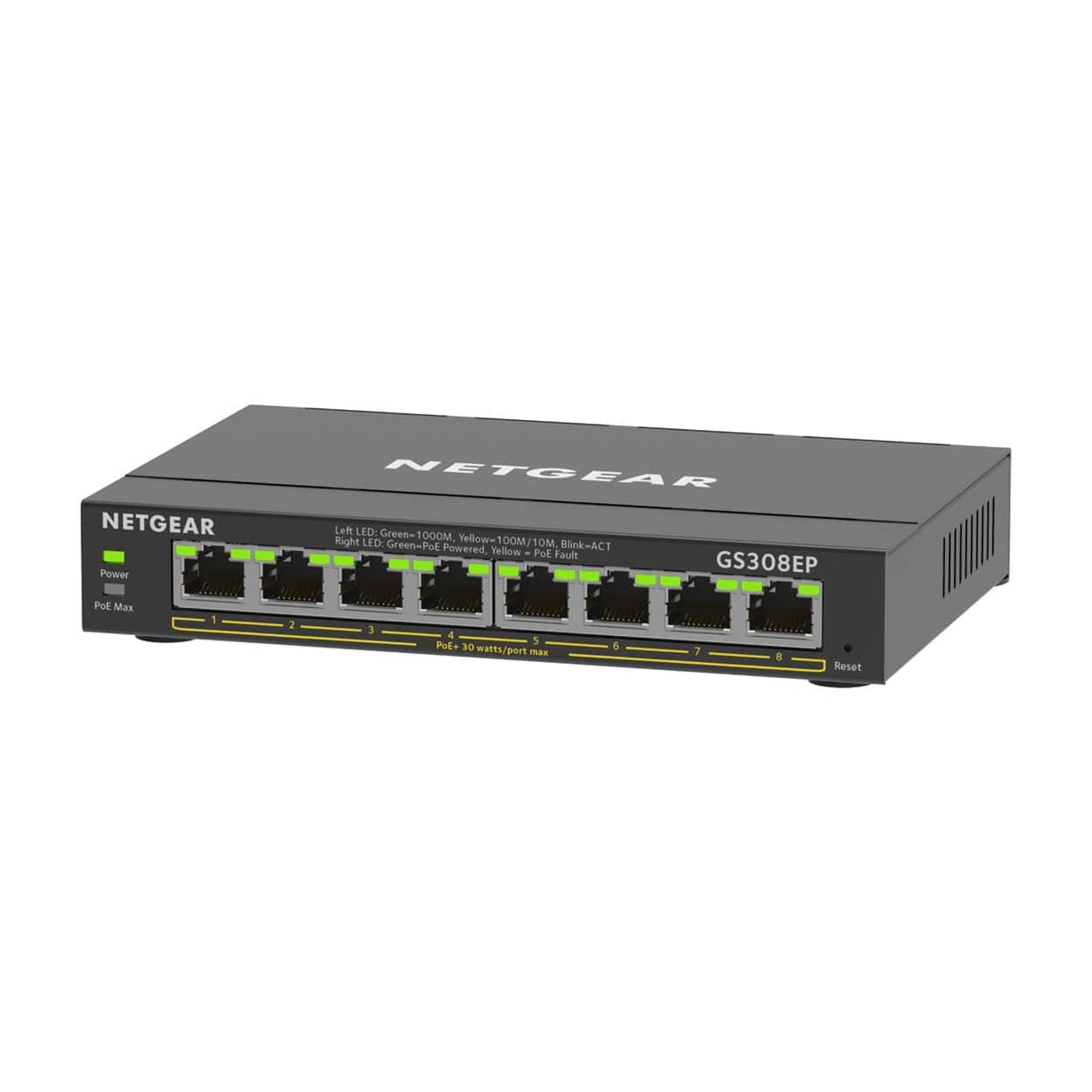 Netgear GS308EP 8-port Managed Switch L2/L3 Gigabit Ethernet PoE Black GS308EP-100PES