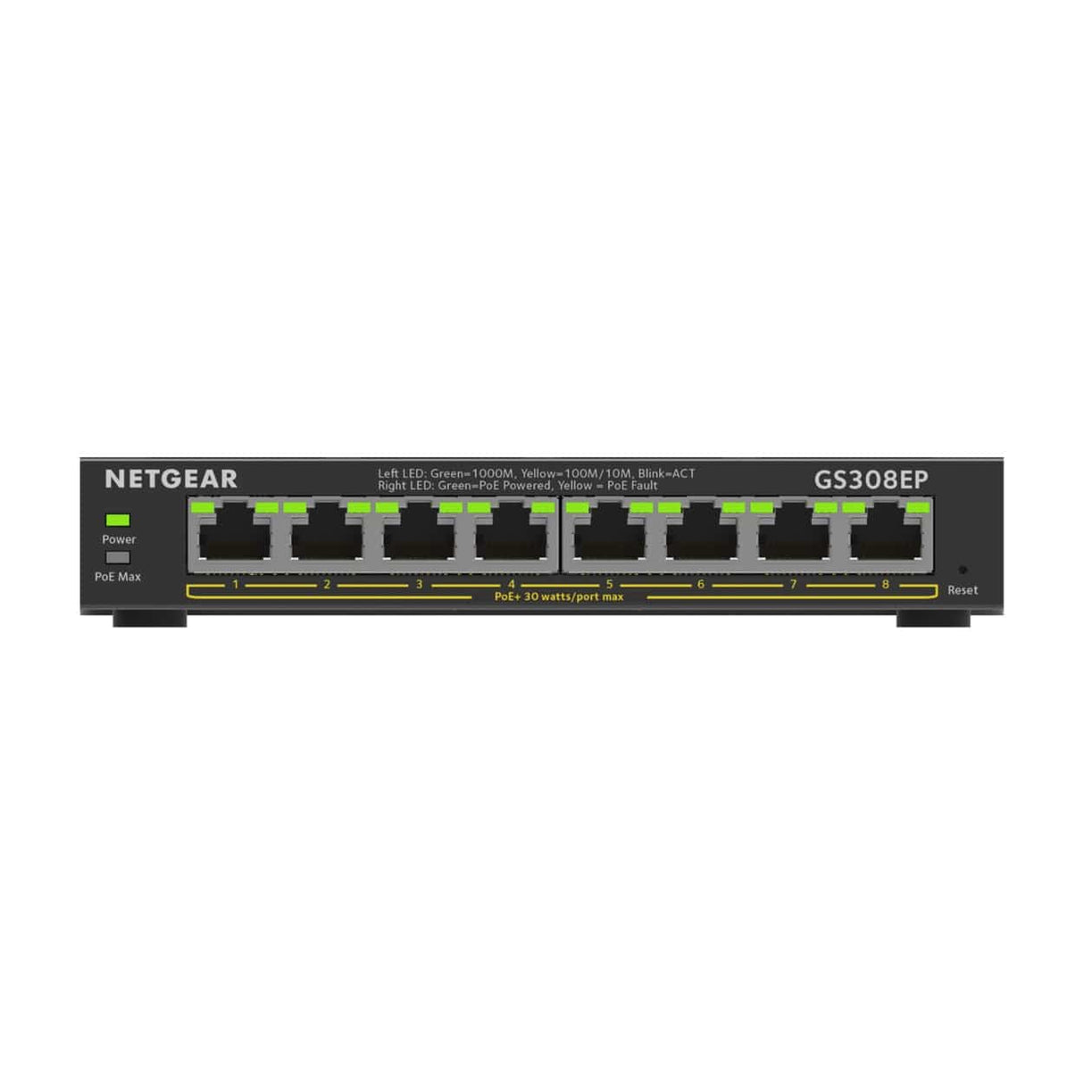 Netgear GS308EP 8-port Managed Switch L2/L3 Gigabit Ethernet PoE Black GS308EP-100PES