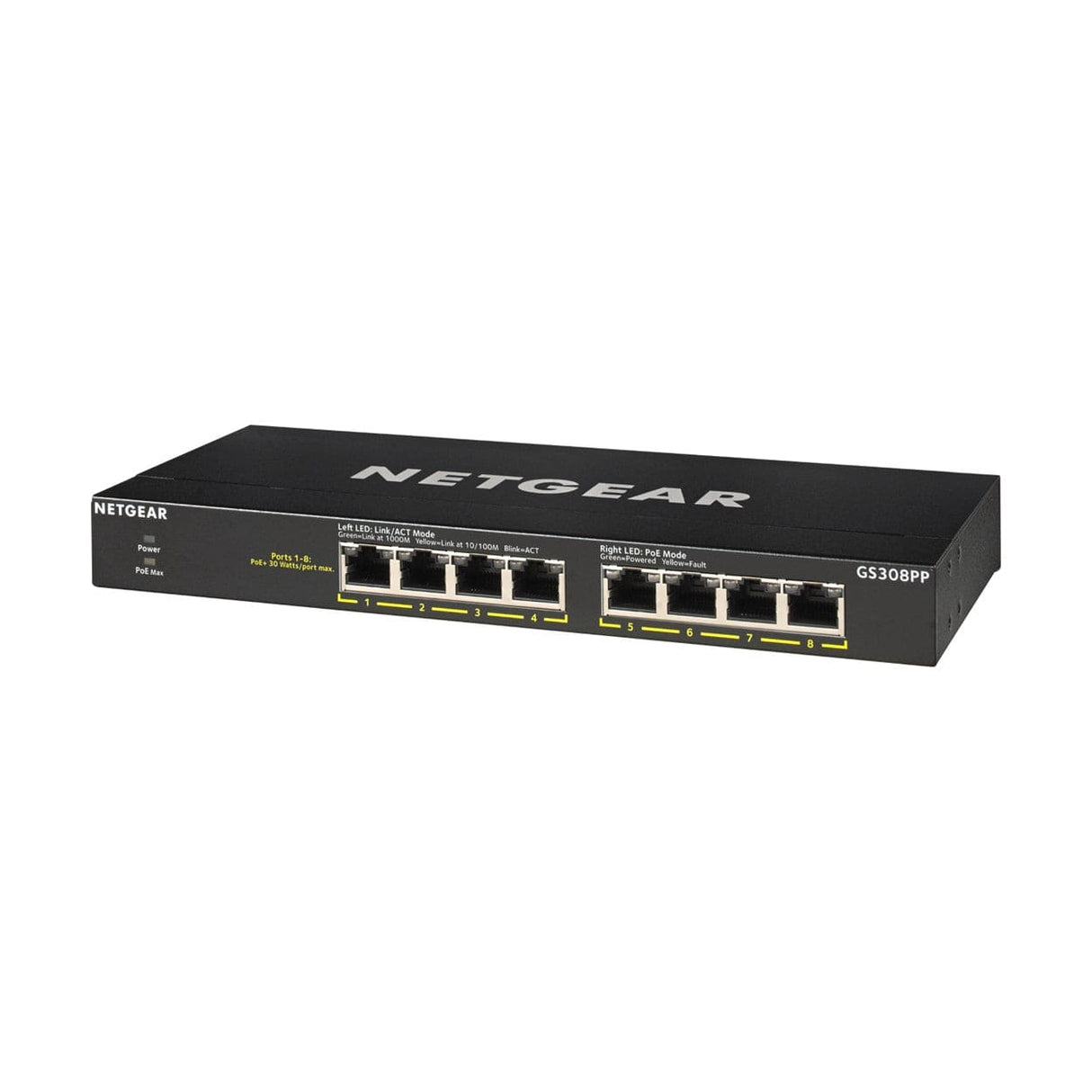 Netgear GS308PP Unmanaged Switch Gigabit Ethernet PoE Black GS308PP-100EUS